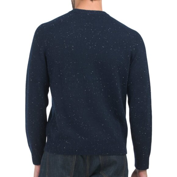 NEW THEORY Dinin Wool And Cashmere Crew Neck Sweater navy multi for men 1065tn - Picture 4 of 5